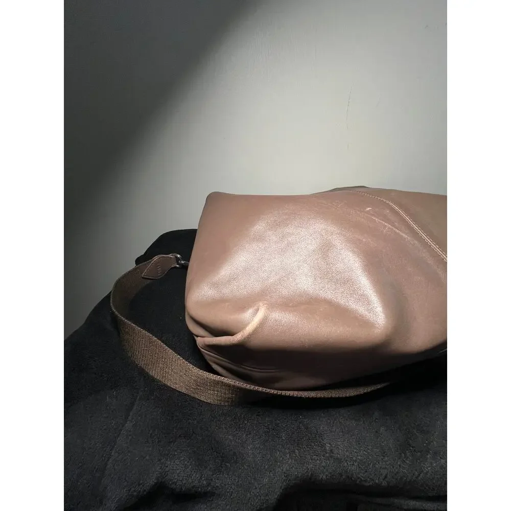 Furla Italian Leather Slouch Hobo Shoulder Crossbody Bag Taupe Large